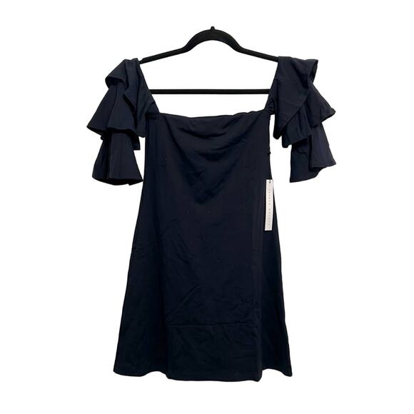 Susana Monaco Dresses & Skirts - Susana Monaco midnight navy blue with ruffle sleeve size xs NWT